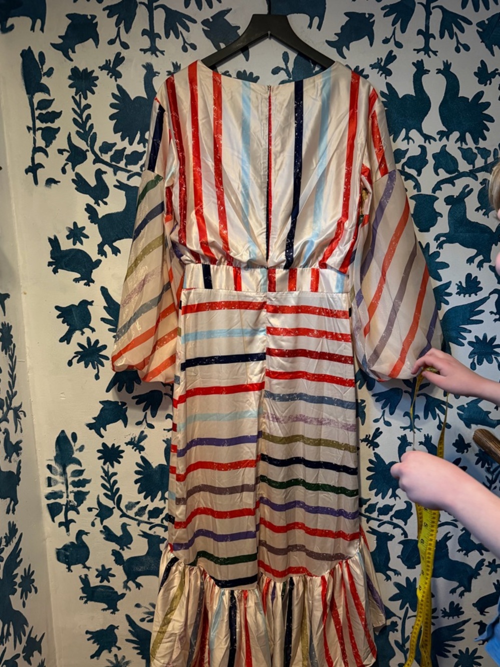 Striped High-Low Puff Sleeve Dress - Multicolor - Picture 2 of 5